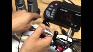 RPG Click adjustable cartridge grip on a coil tattoo machine