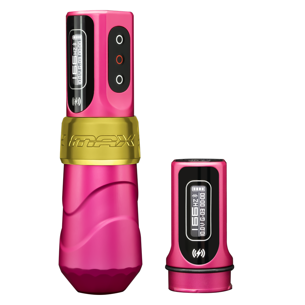 Flux Max Bubblegum Bliss w/ 2 PowerBolts II - FK Irons - Precision Tattoo Machines